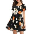 thumbnail image 1 of CRAYNER Womens Casual T Shirt Dresses Short Sleeve Sundress Loose Swing Sun dress with Pockets Knee Length Halloween Skirt, 2XL, 1 of 8
