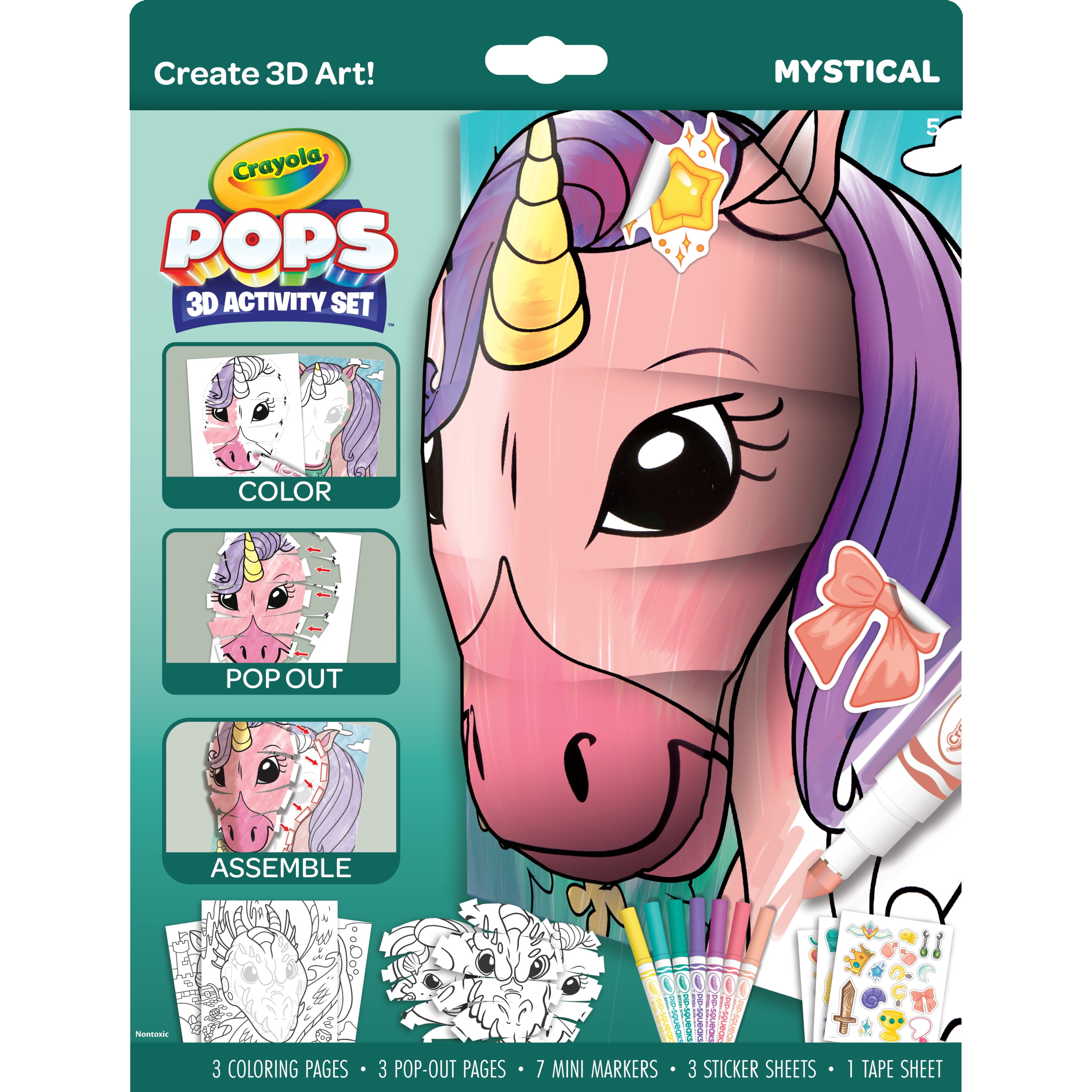 CRAYOLA COLORING ACTIVITY POPS PEGGABLE KIT MYSTICAL 12PK - Walmart.com