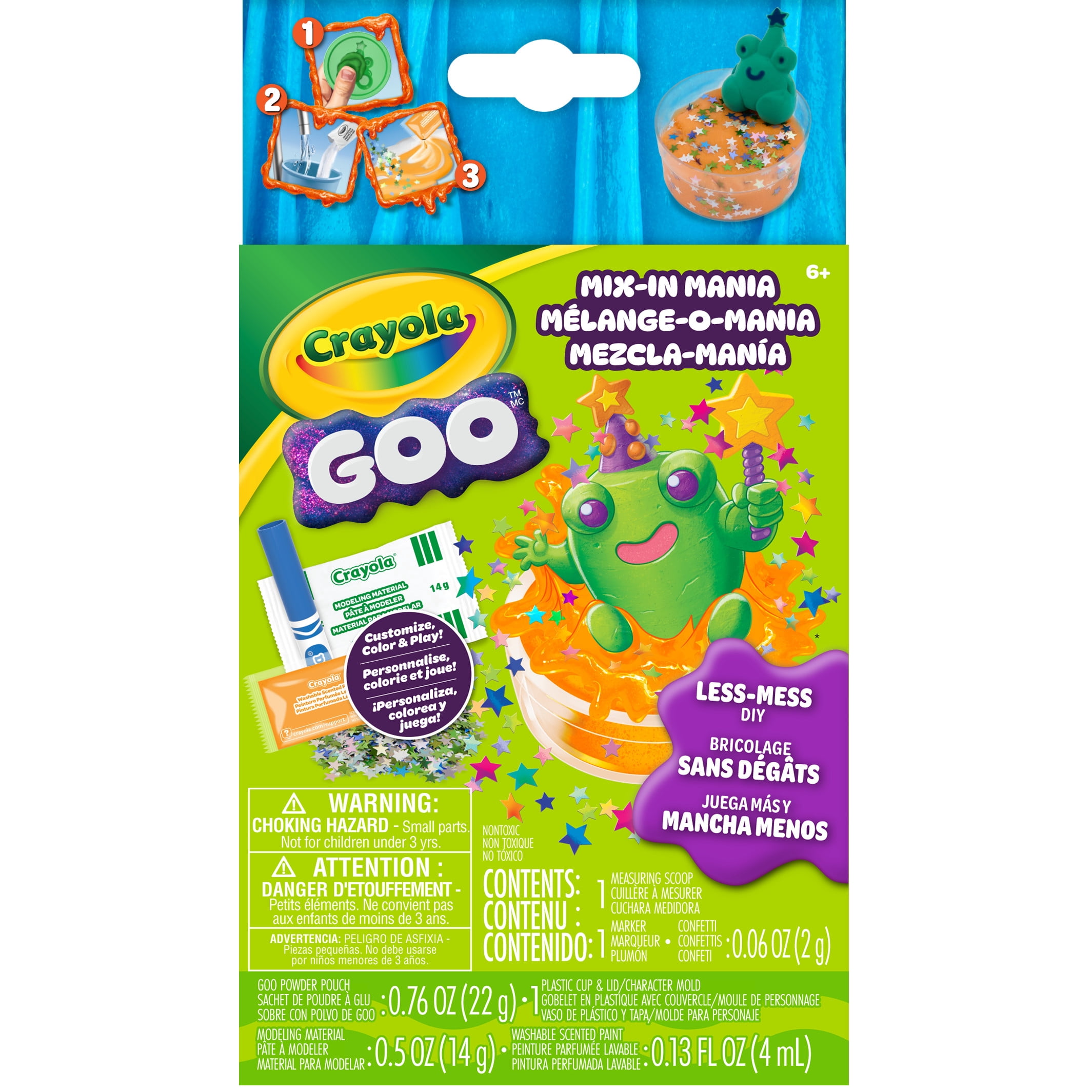 Crayola Goo Mix‑In Mania Frog Slime Kit, DIY Scented Goo Craft with Frog Mold, Sensory Arts & Crafts, Adaptive Art, Gift for Kids, Ages 6+