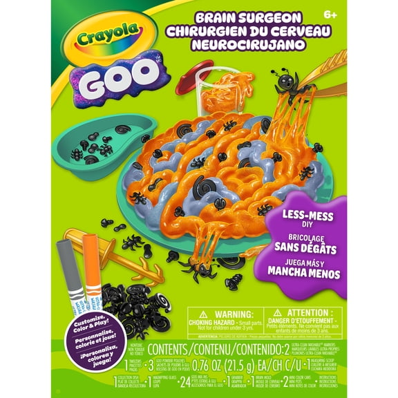 Crayola Goo Brain Surgeon Playset, Science-Themed Slime Kit for Kids, STEM Toy, Less Mess Slime Making, DIY Arts & Crafts Set, Ages 6+