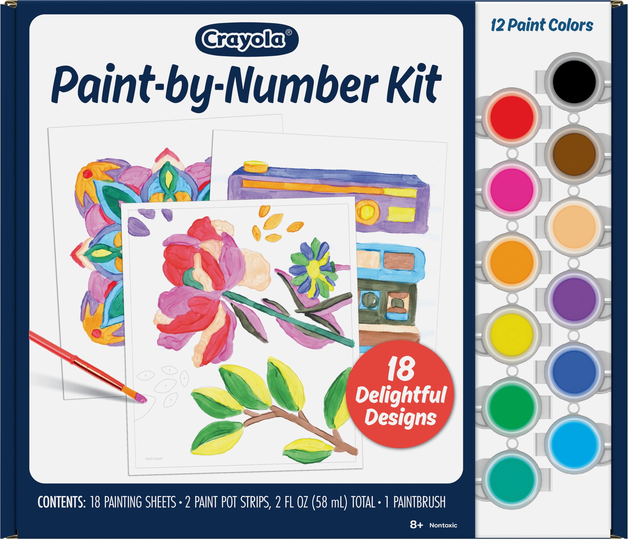 Crayola Paint by Number Kit for Kids & Adults, 20 Templates & 12 Paint Colors, Brush & Guide Included, Art Activity Set for Beginners, Gift for Kids, 8+