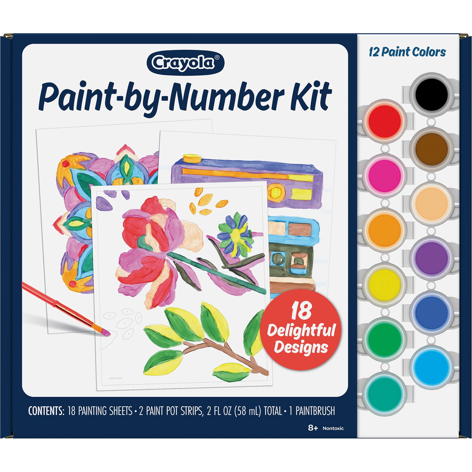 Crayola Paint by Number Kit for Kids & Adults, 20 Templates & 12 Paint Colors, Brush & Guide Included, Art Activity Set for Beginners, Gift for Kids, 8+