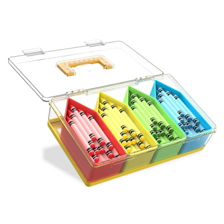 COOK WITH COLOR Lunch Box Container, 4-Grid Snack Box, Crayon Theme