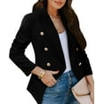 thumbnail image 1 of ONLYSHE Womens Casual Blazer Jacket Gold Button Long Sleeve Work 0ffice Blazer Lapel Open Front Jacket, 1 of 5