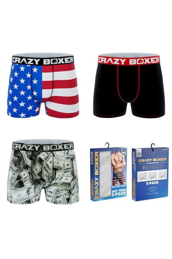America Money-Flag; Men's Boxer Briefs, 3-Pack