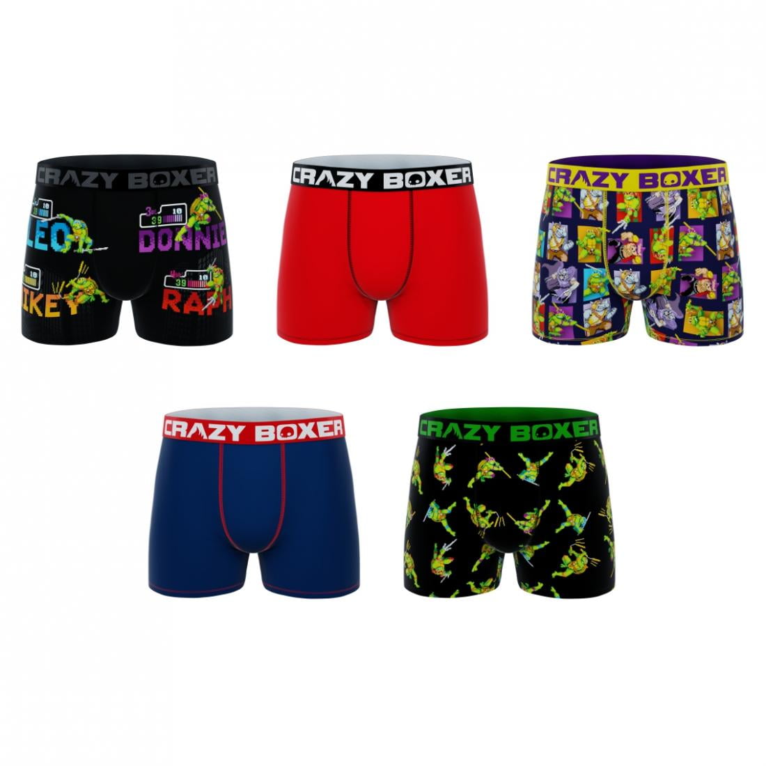 CRAZYBOXER Men's Ninja Turtles Pack 5 Breathable Soft Boxer Briefs