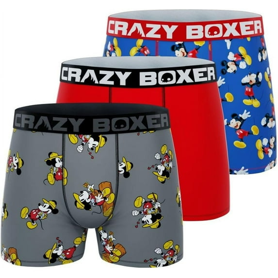 CRAZYBOXER Men's Underwear Disney Classic Distortion-free Lightweight Boxer Brief Freedom of movement 3 PACK