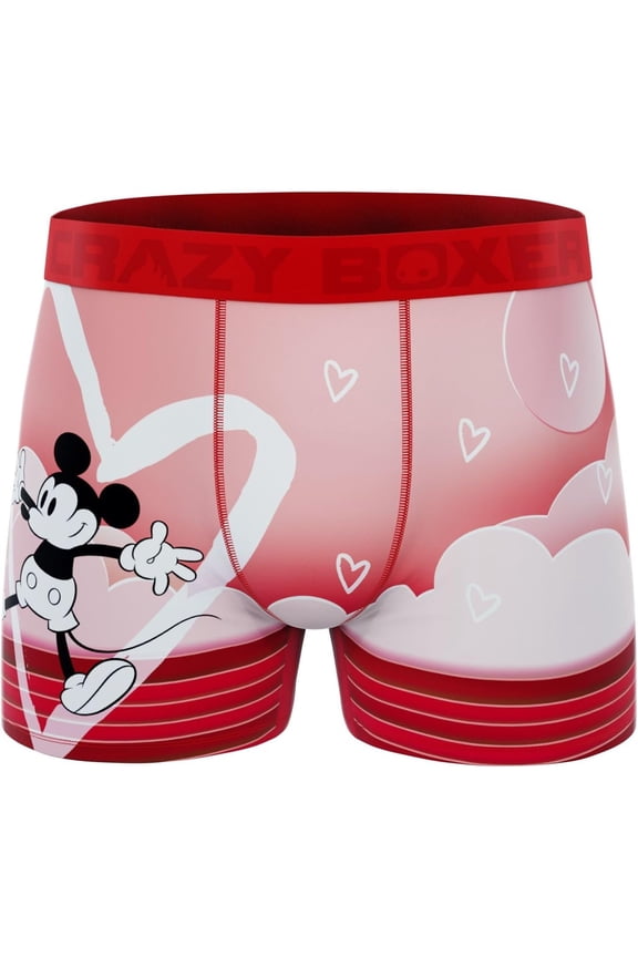 Men's Underwear Disney Classic Mickey Distortion-free Boxer Brief Comfortable Red
