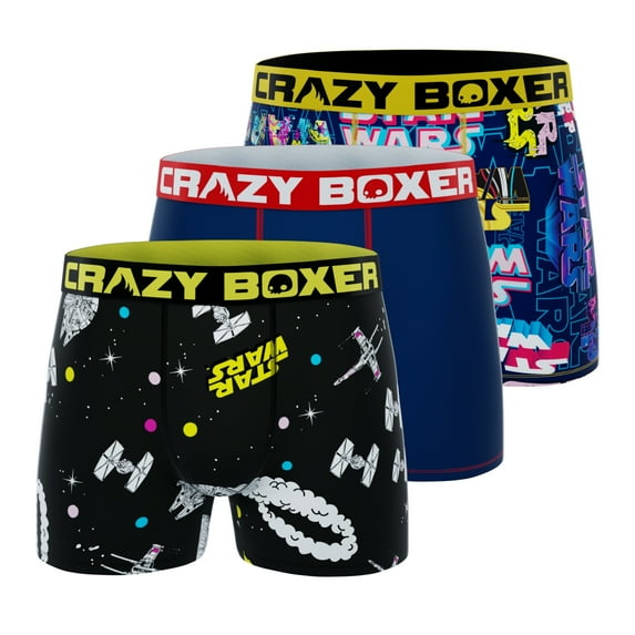 CRAZYBOXER Men's Underwear Star Wars Lightweight Non-slip waistband Boxer Brief Original (3 PACK)