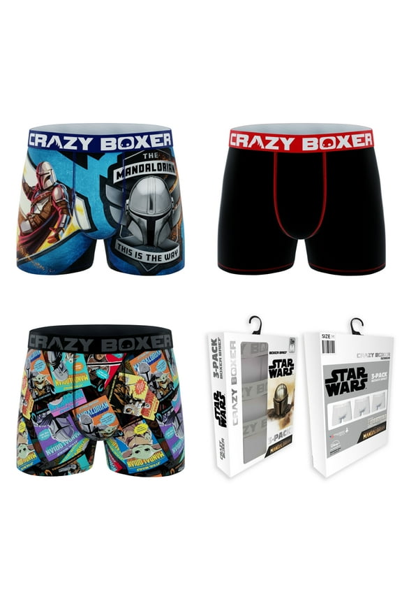 Men's Underwear The Mandalorian Vhs Non-slip waistband Soft Boxer Brief Distortion-free (Pack 3)