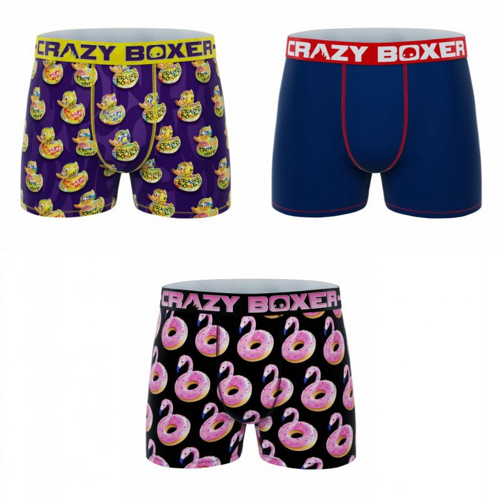 CRAZYBOXER Premium Tropical And Donuts; Men's Boxer Briefs, 3 Pack 