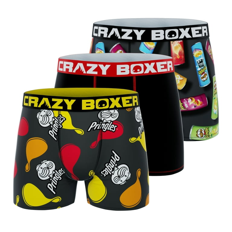 CRAZYBOXER Pringles Tube 3-Pack Adult Mens Boxer Briefs, Sizes S