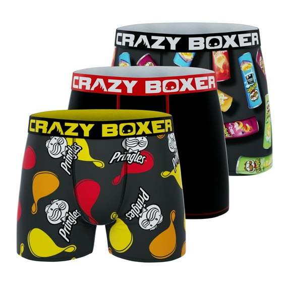 CRAZYBOXER Pringles Tube 3-Pack Adult Mens Boxer Briefs, Sizes S-XL