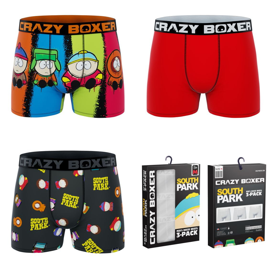 CRAZYBOXER South Park Characters Men's Boxer Briefs (2 Pack