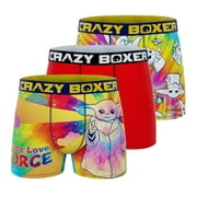CRAZYBOXER The Mandalorian Grogu 3-Pack Adult Mens Boxer Briefs, Sizes S-XL