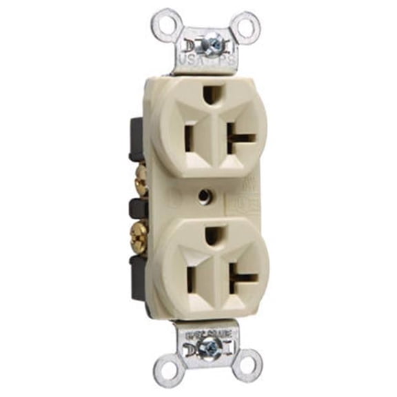 CRB5362ICC12 Heavy Duty Duplex Outlet, 20A, Ivory