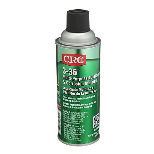 CRC 3-36 Multi-Purpose Lubricant and Corrosion Inhibitor, 11 oz Aerosol Can, Clear/Blue/Green