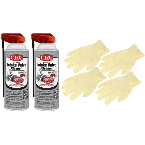 CRC Industries Intake Valve Cleaner (11 oz) Bundled with Latex Gloves