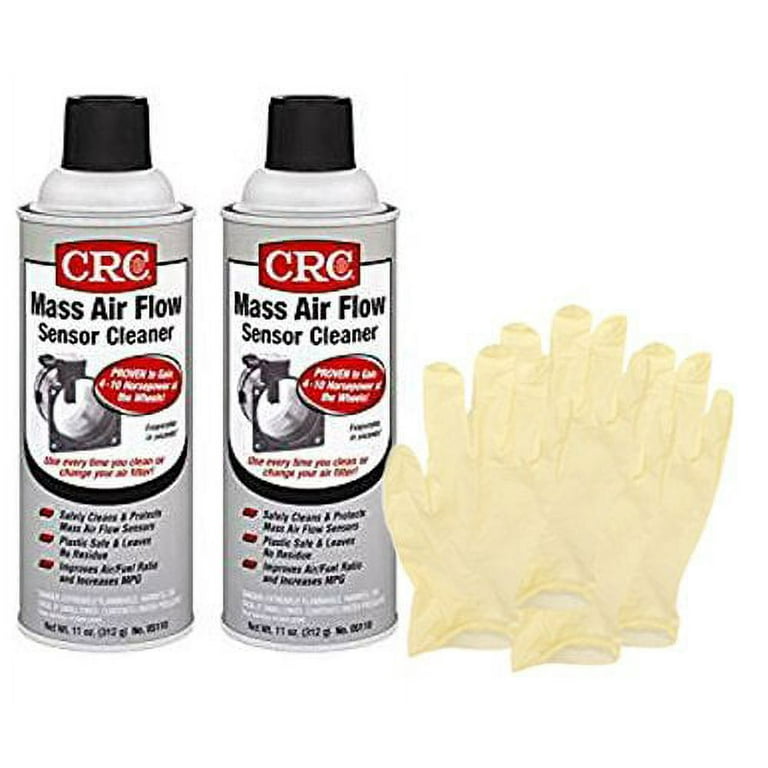 CRC Mass Air Flow Sensor Cleaner 11 Wt Oz. Bundle with Latex Gloves 6 Items