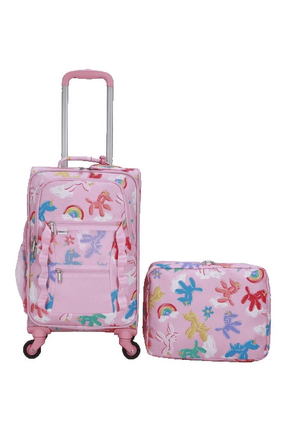 3 Piece Miss Popular 21-inch Softside Carry-On Luggage with Packing Cube and Luggage Tag, Miss Popular Balloon Animals