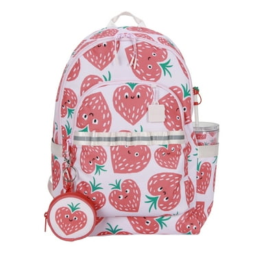 CRCKT Girls Strawberry Hearts 16" 3-Piece Backpack Set, Pink