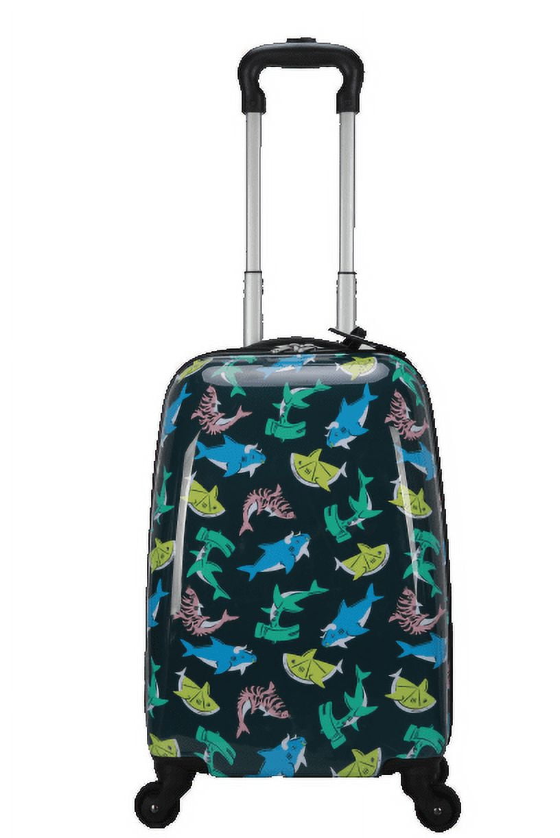 CRCKT 21-inch Jawsome Hardside Carry-On Kids Luggage With Luggage Tag, Black Shark Print