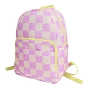 CRCKT 17-inch Kids Polyester Backpack - Peach Fuzz, Pink and Yellow Checker