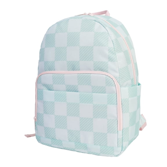 CRCKT 17-inch Kids Polyester Backpack - Spa Retreat, Blue and Peach Checker