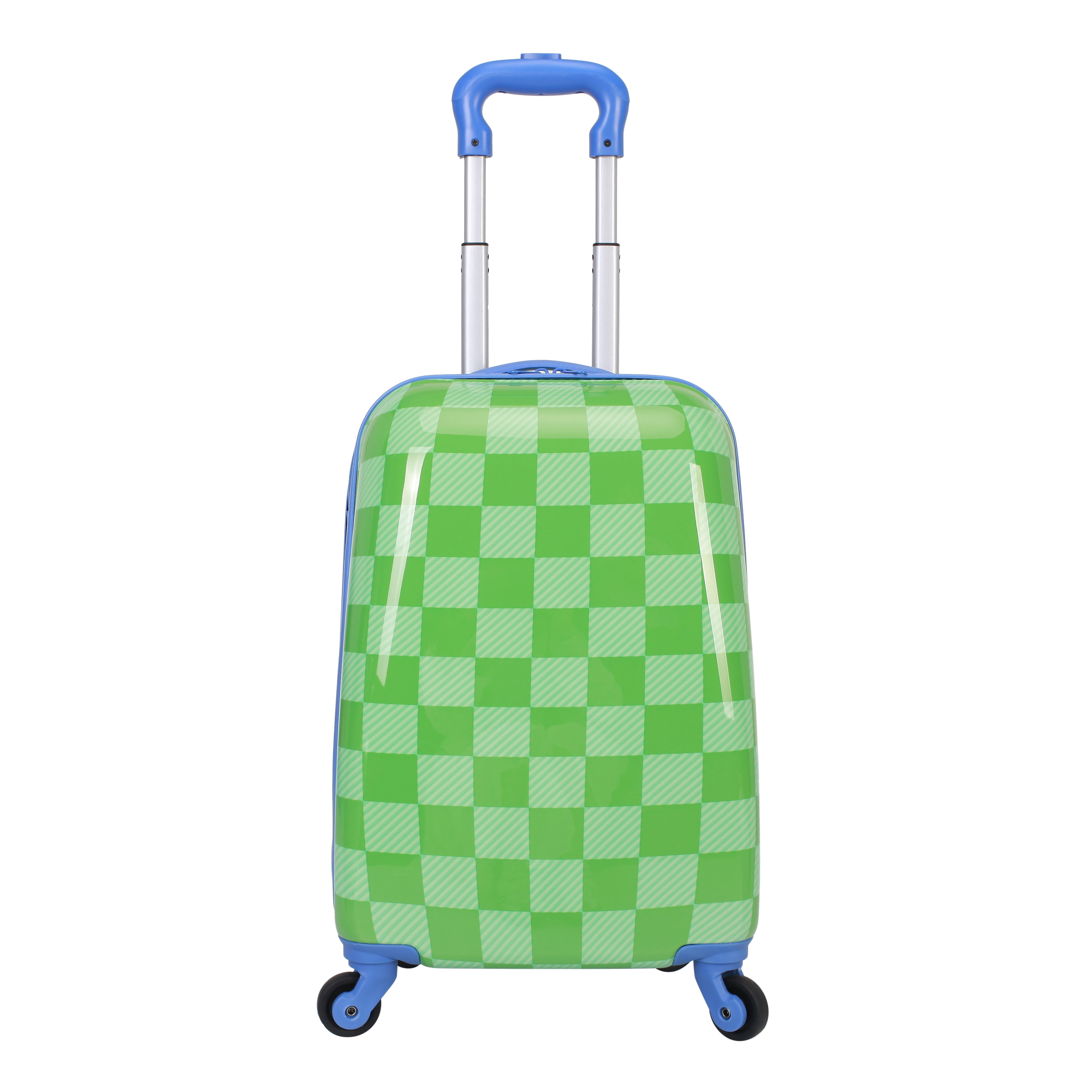 CRCKT Kids Boy 21" Checker Hardside Carry-on Luggage With 360 Spinner Wheels, Poison Green - Green and Blue
