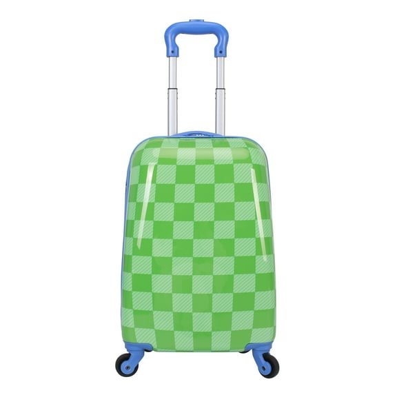 CRCKT Kids Boy 21" Checker Hardside Carry-on Luggage With 360 Spinner Wheels, Poison Green - Green and Blue