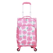 CRCKT Kids Girl 21 Softside Carry-on Luggage With 360 Spinner Wheels- Heartberry Smile, Red and Pink