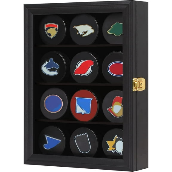CRDC 12 Hockey Puck Display Case,Small,Black(14*11 in)