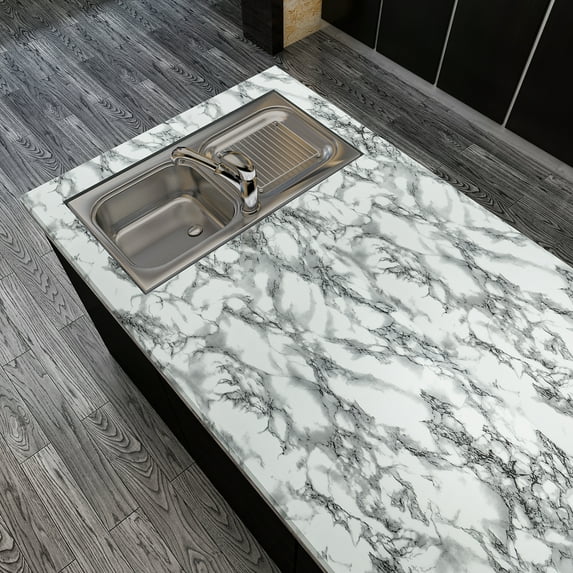 CRE8TIVE 24"x 118" Dark Grey Marble Peel and Stick Countertop Contact Paper Waterproof Marble Wallpaper Self Adhesive Gray Marble Paper Removable Vinyl Roll for Kitchen Bedroom Cabinets Wall Covering