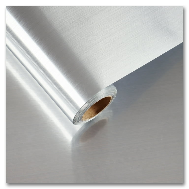 Stainless Steel Contact Paper 24 x 118 Self Adhesive Fridge Wallpaper Peel and Stick Backsplash Vinyl Refrigerator Wrap Metallic Contact Paper for