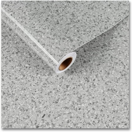 CRE8TIVE 24"x354" Grey Granite Contact Paper for Countertops Marble Wallpaper Peel and Stick Waterproof Paper for Kitchen Self Adhesive Granite Vinyl Roll for Bathroom Cabinet Large Size Sink Decor