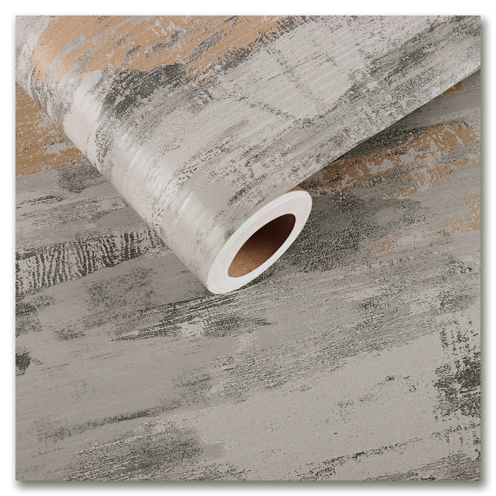 FunStick Grey White Concrete Wallpaper - Peel And Stick Textured 3D Wallpaper, 40cm X 2m Roll