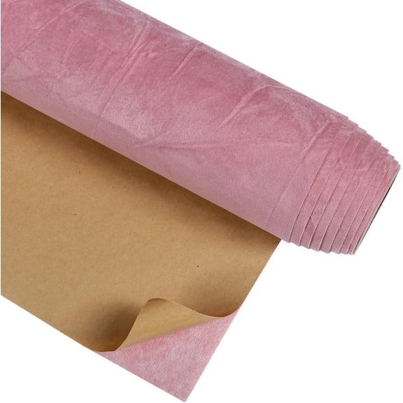CRE8TIVE Coral Pink Self Adhesive Crinkle Crushed Velvet Flocking Liner for Jewelry Felt Drawer Liner 12"x80" Felt Velvet Peel and Stick Wallpaper Pink Contact Paper for Girls Bedroom Drawer Lining