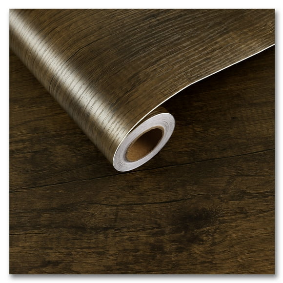 CRE8TIVE Dark Brown Wood Grain Peel & Stick Wallpaper 24"x354"