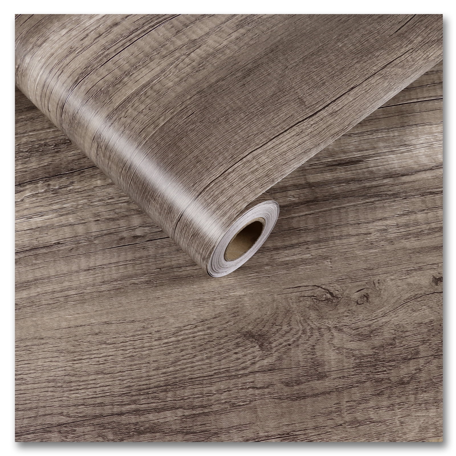 CRE8TIVE Grey Brown Wood Peel and Stick Wallpaper 24"x118" Wood Grain Kitchen Wallpaper Self Adhesive Vinyl Paper Removable Distressed Wood Panel Decorative Wall Covering Drawer Cabinet Countertop