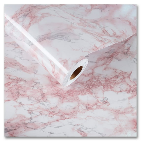 CRE8TIVE Pink Marble Contact Paper Waterproof 24"x118" Wide Pink Marble Wallpaper Peel and Stick Self Adhesive Removable Granite Vinyl Paper for Bedroom Kitchen Walls Countertops Cabinets Furniture