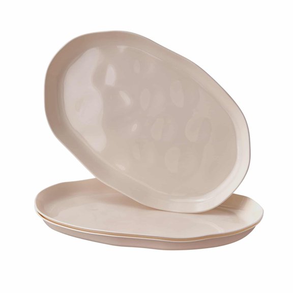CREAM DISPOSABLE SERVING TRAYS | Hammered Design | 3 PC | 12” x 7”