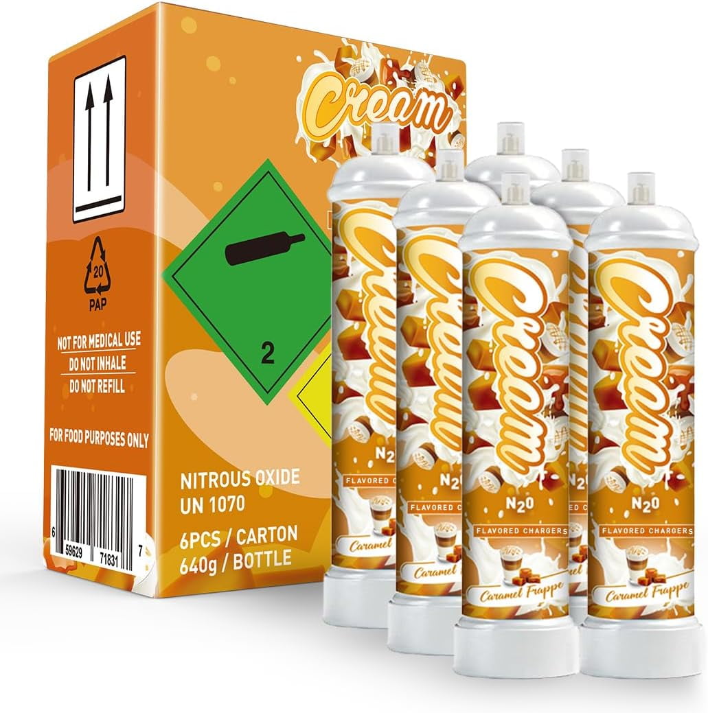 CREAM N2O Nitrous Oxide Whipped Cream Charger (Caramel Frappe, 6pc