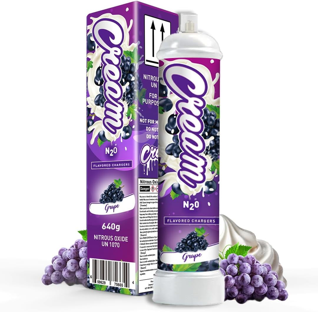CREAM N2O Nitrous Oxide Whipped Cream Charger (Grape, 1pc, 640g 1.1L