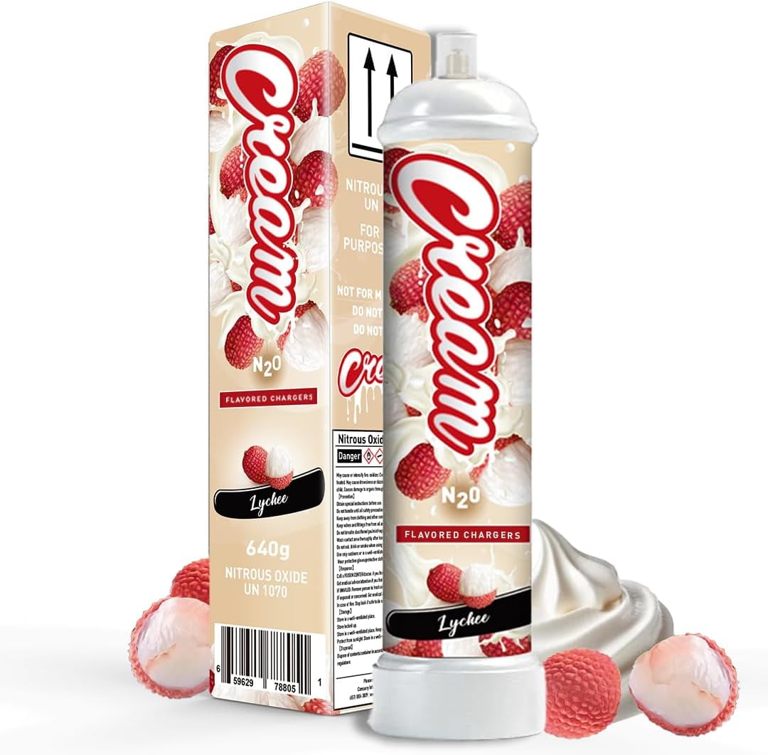 CREAM N2O Nitrous Oxide Whipped Cream Charger (Lychee, 1pc, 640g 1.1L