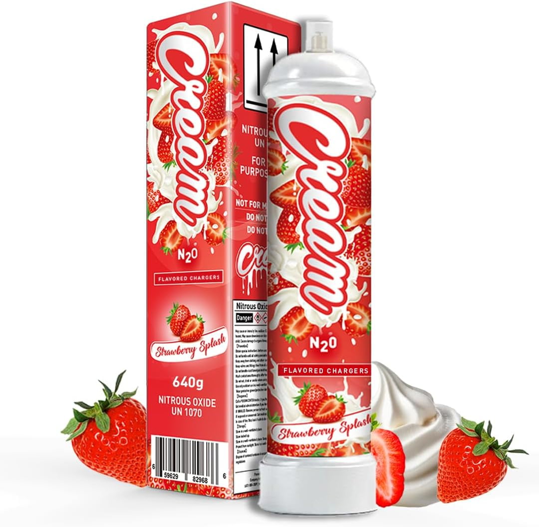 CREAM N2O Strawberry Splash Whipped Cream Charger, 640g 1.1L Nitrous