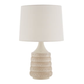 Better Homes & Gardens 17 in Reactive Glaze Ceramic Table Lamp with White Fabric Shade
