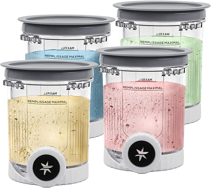 Tapas y envases CREAMi Swirl - paquete de 4, compatibles con la serie NC700 de Ninja Swirl para helado y soft serve, libres de BPA y aptos para lavavajillas