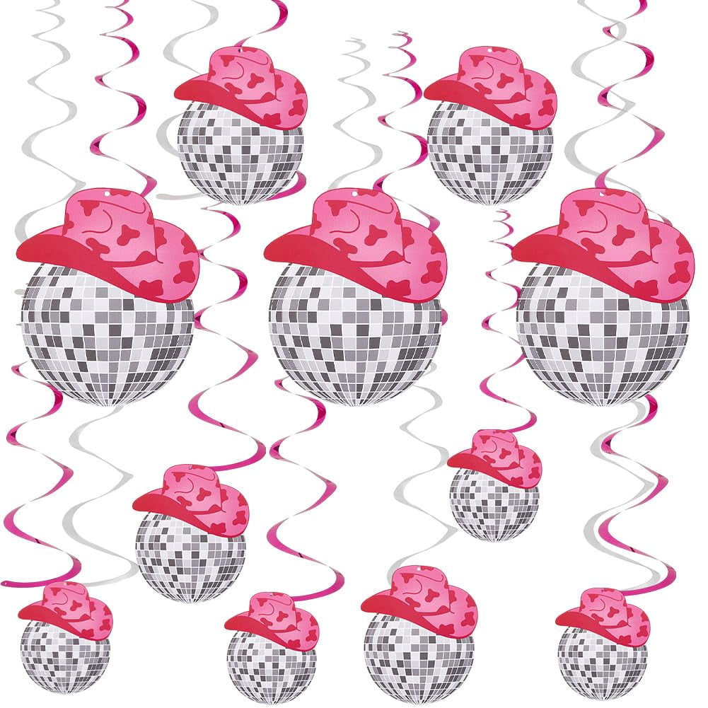 36-Piece Disco Ball Party Decor Set - Hanging Swirls & Disco Ball Cards - 70s Theme Ceiling Decorations
