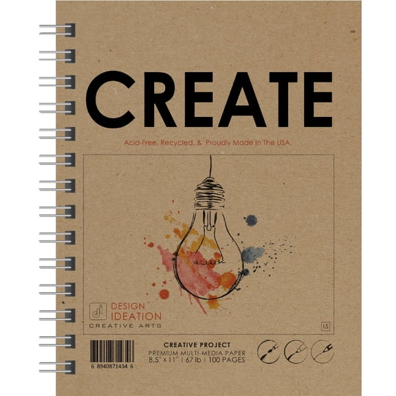 Creative Project Sketchbook. Wire Bound. Mixed Media Paper. (8.5" x 11") WB-50100-LS. (1 Book)