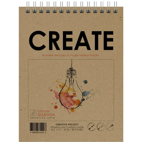 Creative Project Sketchbook. Wire Bound. Mixed Media Paper. (8.5" x 11") WB-2550-TS. (2 Book Value Pack)
